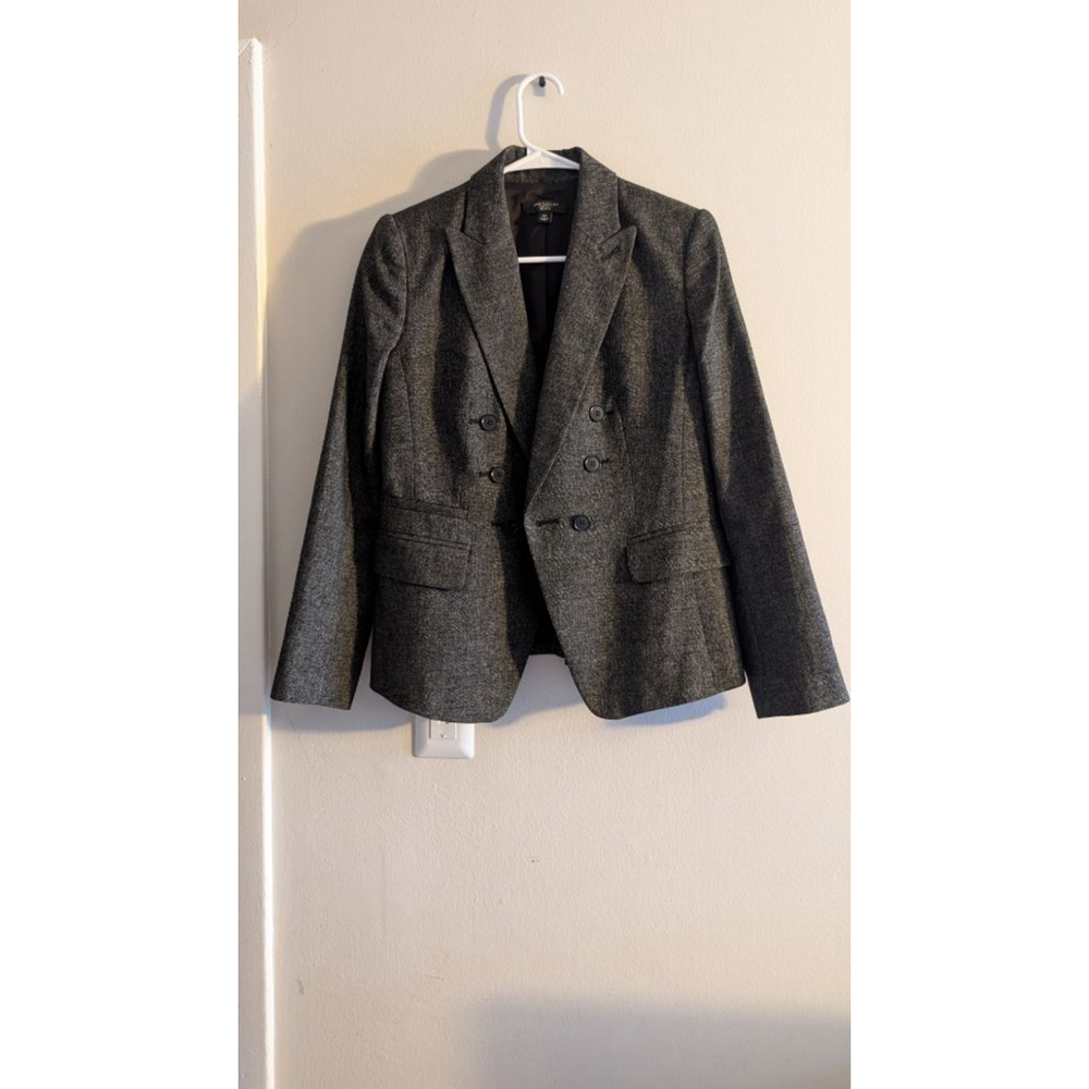 Ann Taylor Petite Gray Black Double Breasted Blazer Jacket Size 6 - Picture 2 of 9